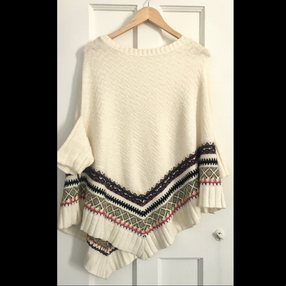 Anthropologie embroidered poncho sweater (XS/S)